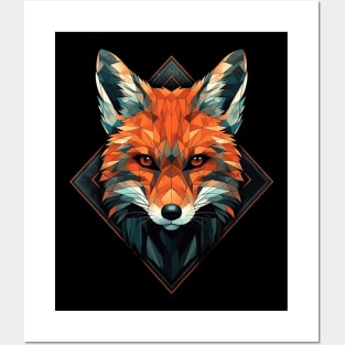 Geometric Fox Head Abstract Art Posters and Art